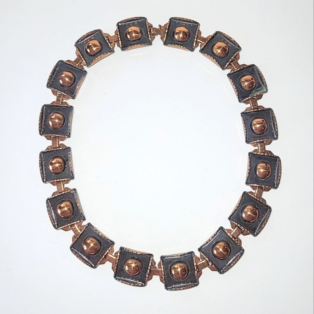 RENOIR COPPER MCM HEAVY SQUARE LINK CHOKER NECKLACE